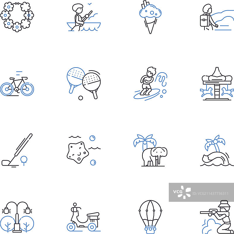 疗养胜地线性图标合集图片素材