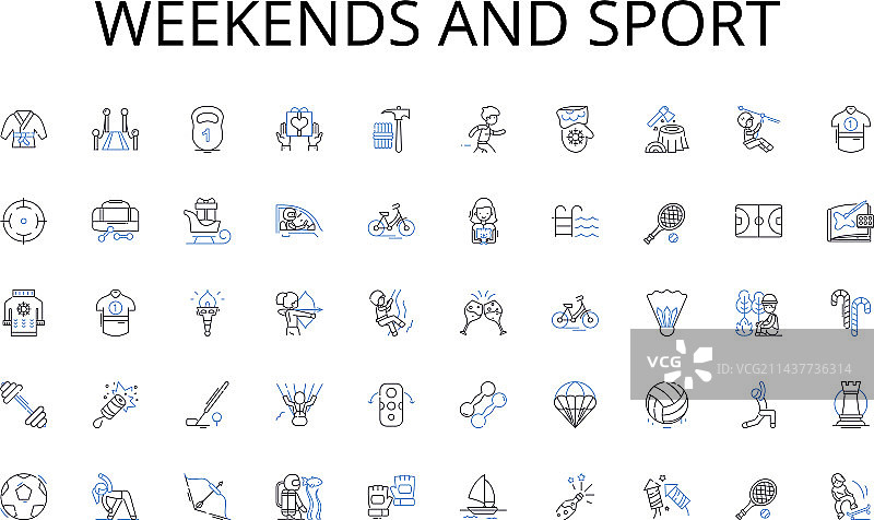 周末与运动线性图标合集图片素材