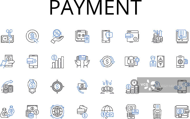 支付线性图标集合交易图片素材