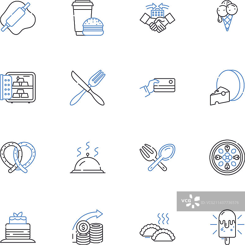 乡村美食线条图标农舍系列图片素材