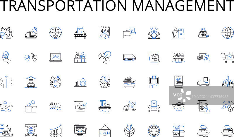 交通运输管理线性图标合集图片素材
