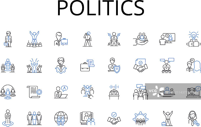 政府部门政治线条图标合集图片素材