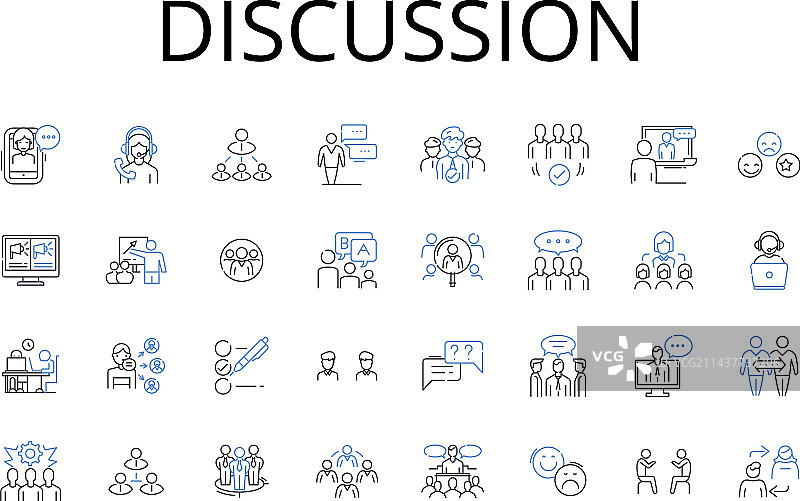 讨论线性图标合集辩论对话图片素材