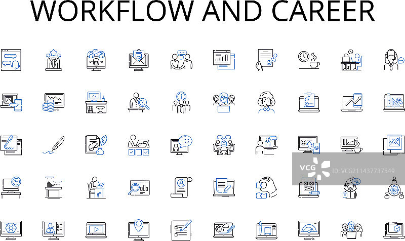 工作流程和职业生涯线性图标合集图片素材