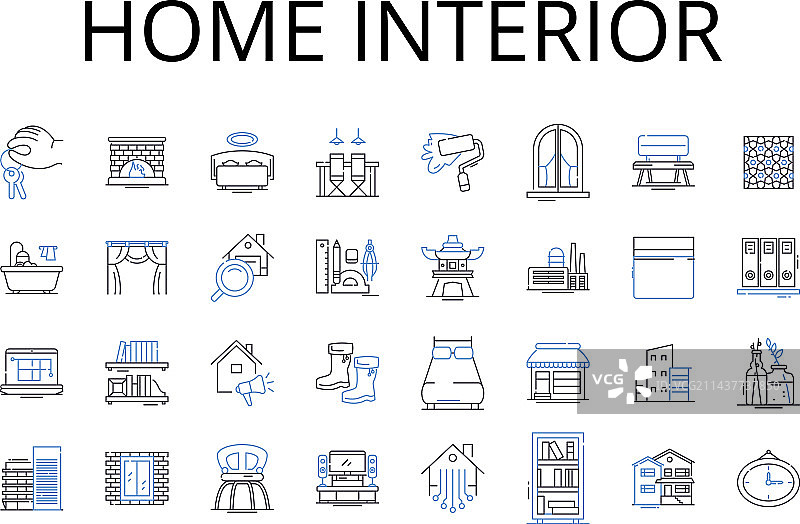家居室内线条图标合集：办公空间图片素材