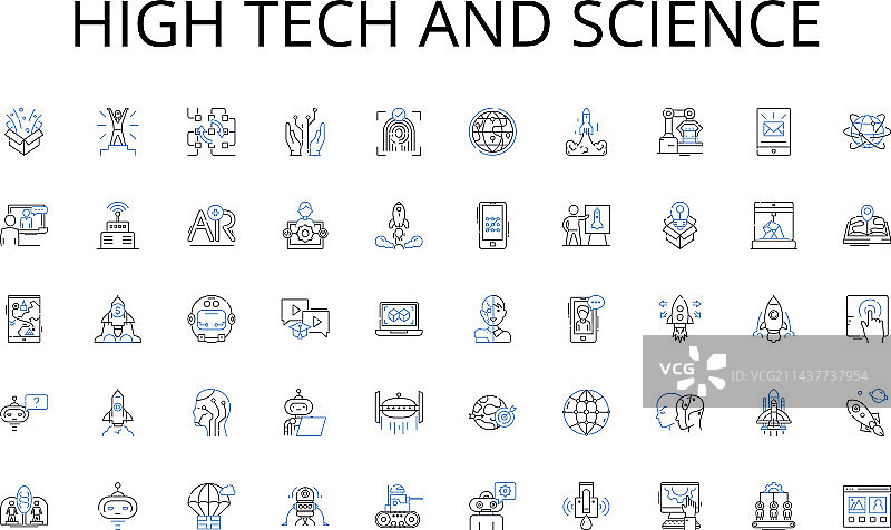 高科技和科学线性图标合集图片素材