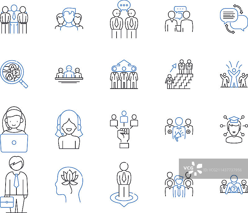 面试技巧线性图标合集图片素材