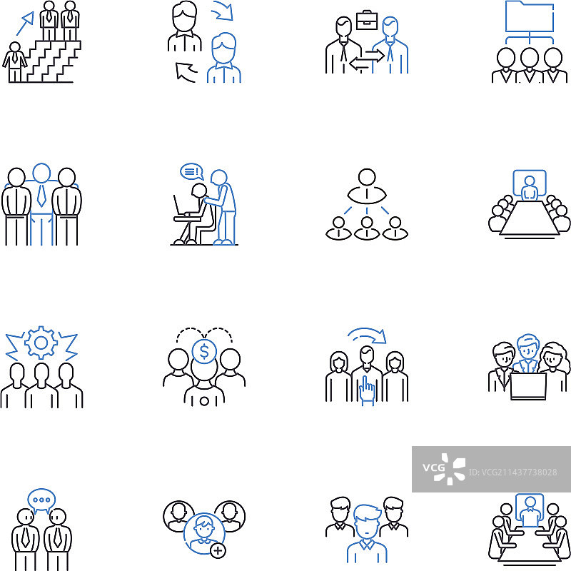 企业集团合并线稿图标合集图片素材
