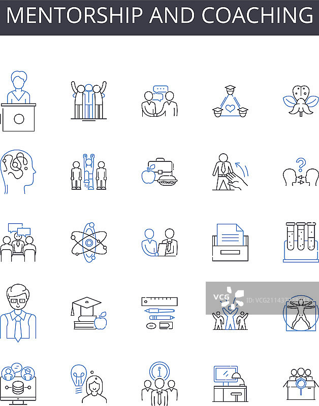 导师制和指导直线图标合集图片素材