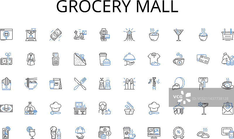 食品杂货商城线性图标合集图片素材