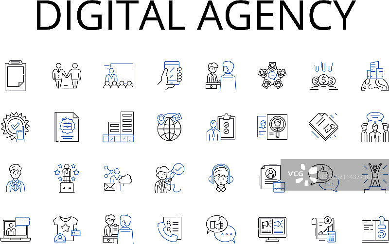 数字代理公司线性图标创意合集图片素材