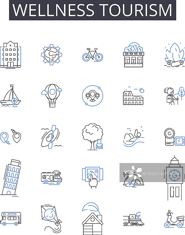 健康旅游线性图标合集图片素材