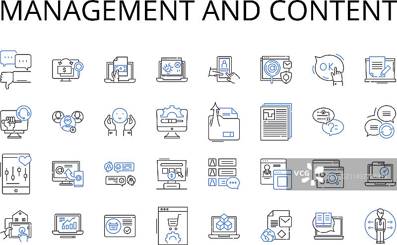 管理与内容线性图标合集图片素材