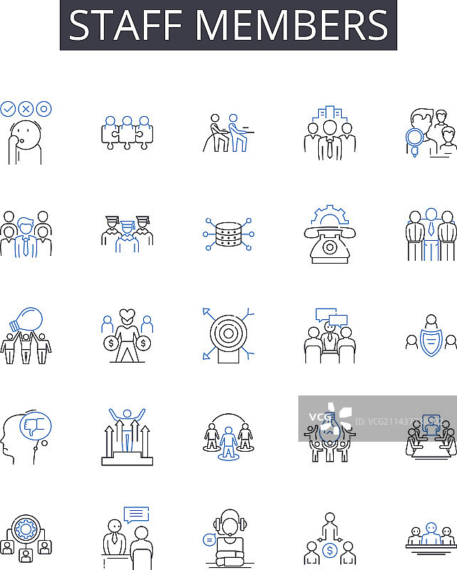 员工成员线性图标集合图片素材