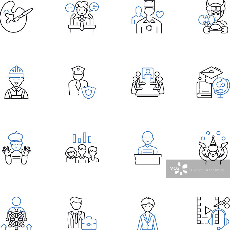 贸易技能线性图标集合：木工图片素材