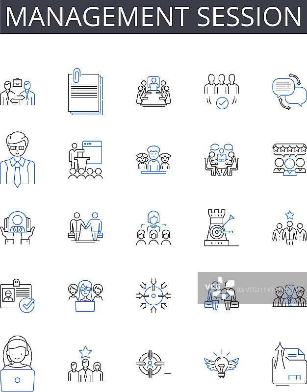 管理会议线性图标集合业务图片素材
