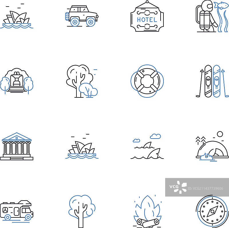 宁静的森林小径线条图标图片素材