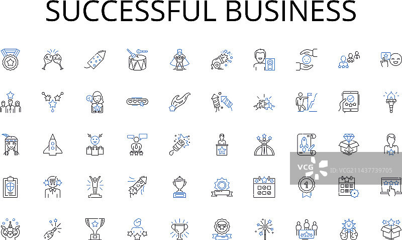 成功的商业线性图标合集图片素材