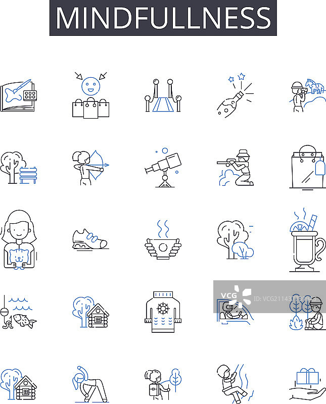 正念系列线性图标：自我意识图片素材