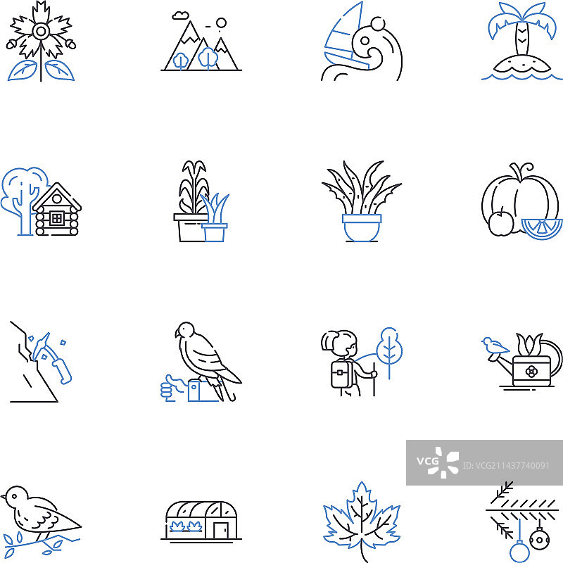 可持续性气候Z线图标合集图片素材