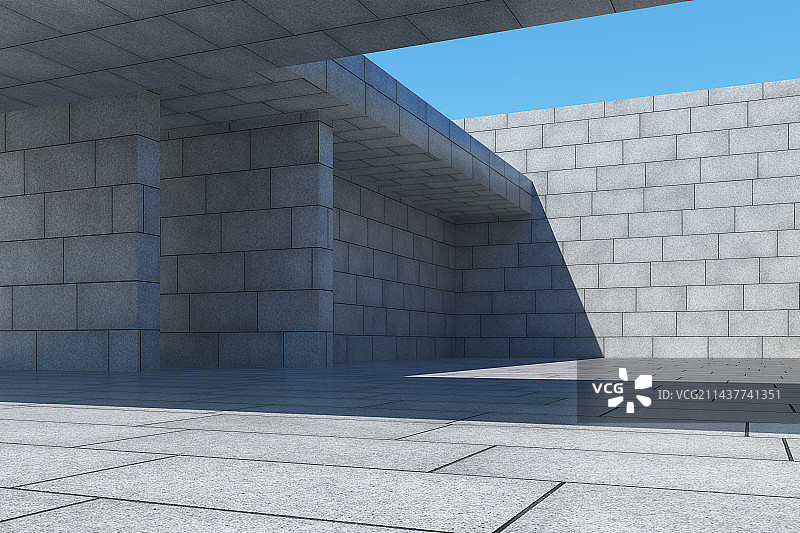 3D现代城市建筑及砖地广场背景图图片素材