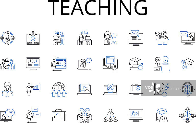 教学线性图标集合：指导图片素材