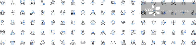 热闹人群线性图标合集：兴奋图片素材