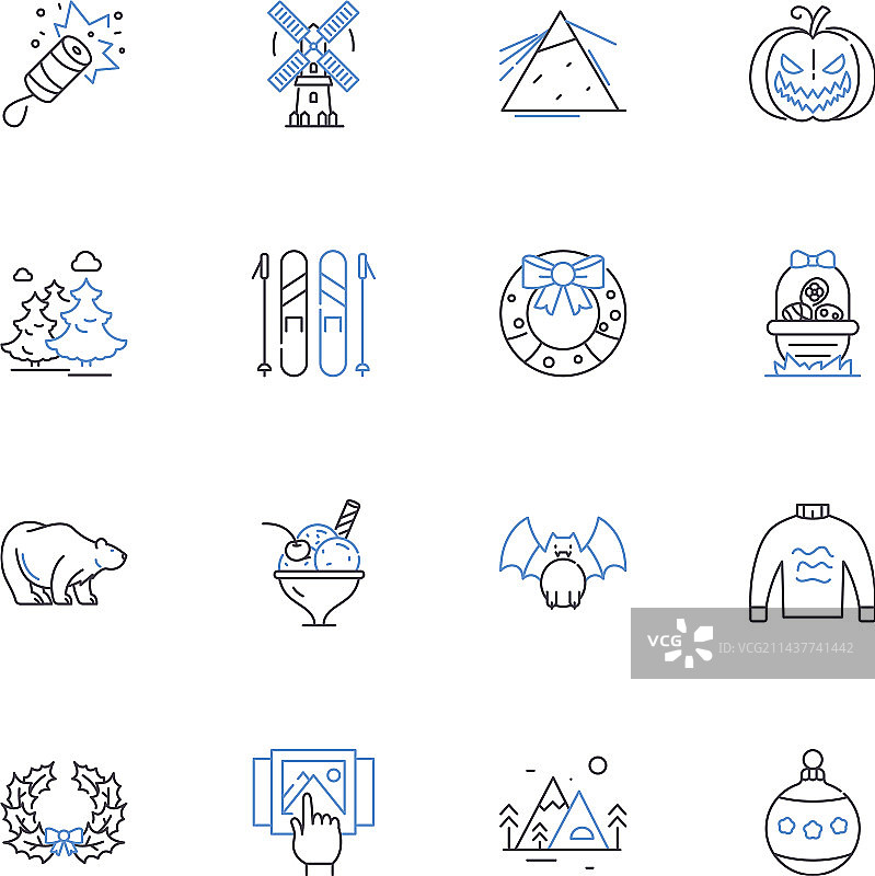 冰雪奇缘线条图标合集：艾莎、安娜和奥拉夫图片素材