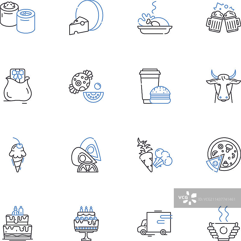 多美食店铺线性图标合集图片素材