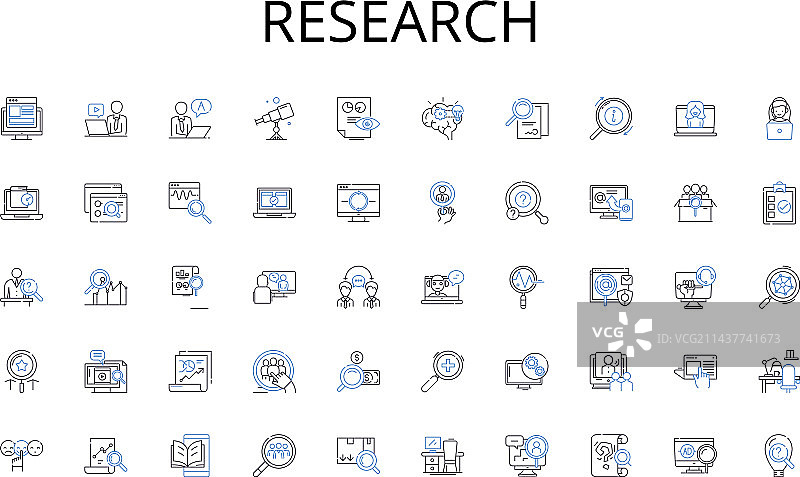 研究线性图标集合增长焦点图片素材