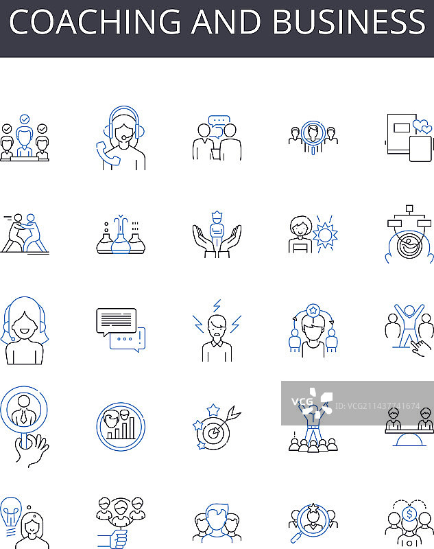 教练和商业线性图标集合图片素材