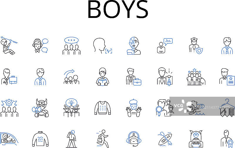 男孩线性图标合集图片素材