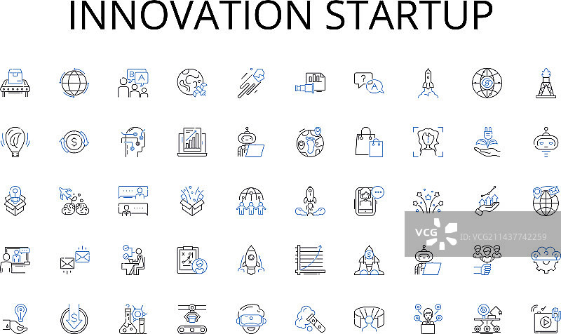 创新创业线条图标合集分析图片素材