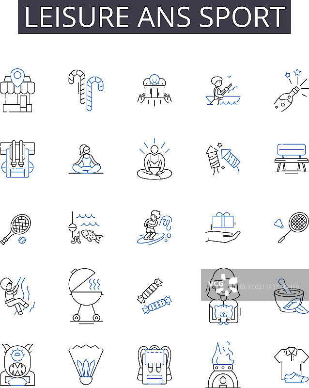 休闲运动线性图标合集图片素材