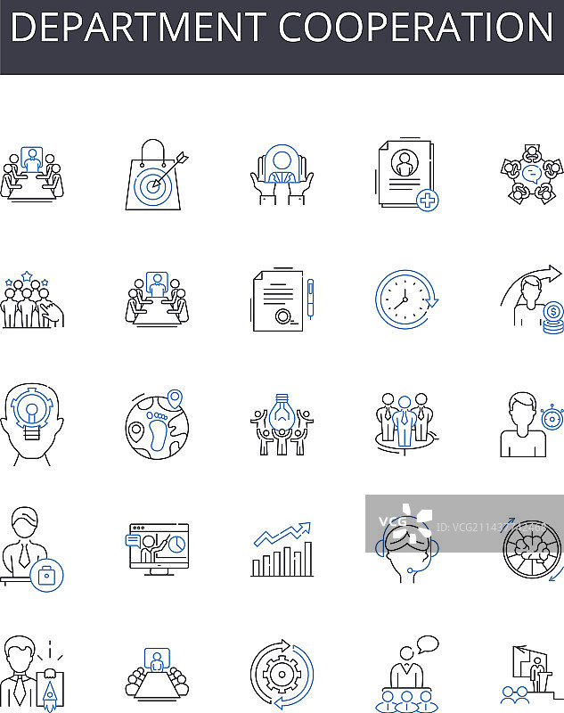 部门合作线性图标合集图片素材