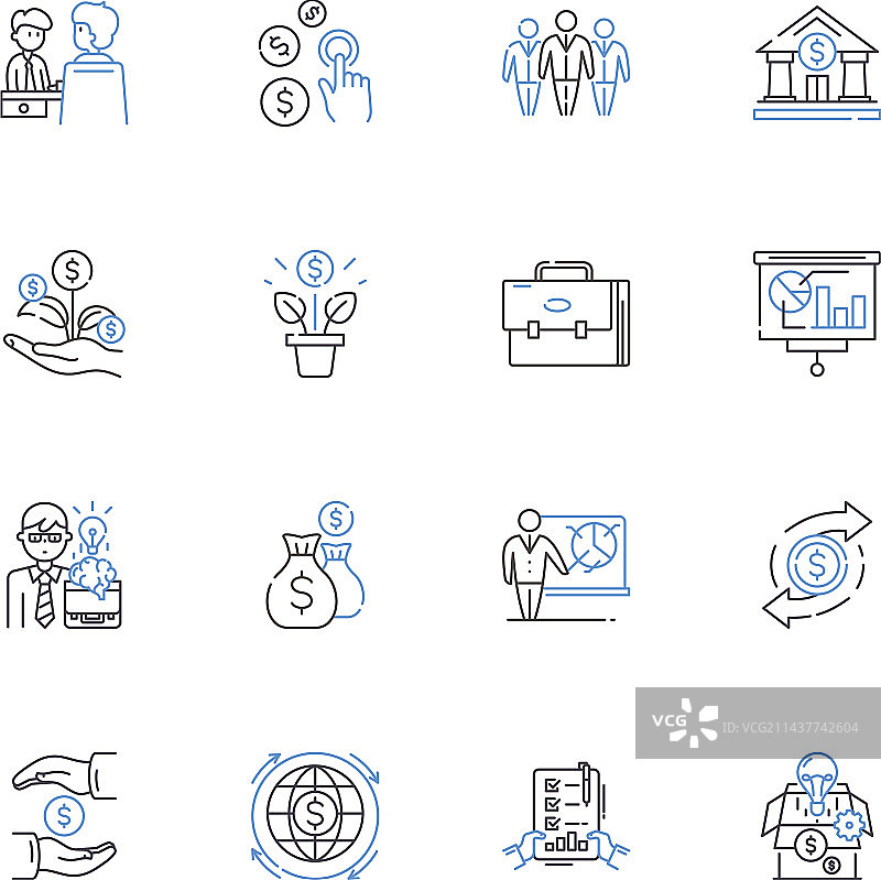 出口策略线性图标集合图片素材