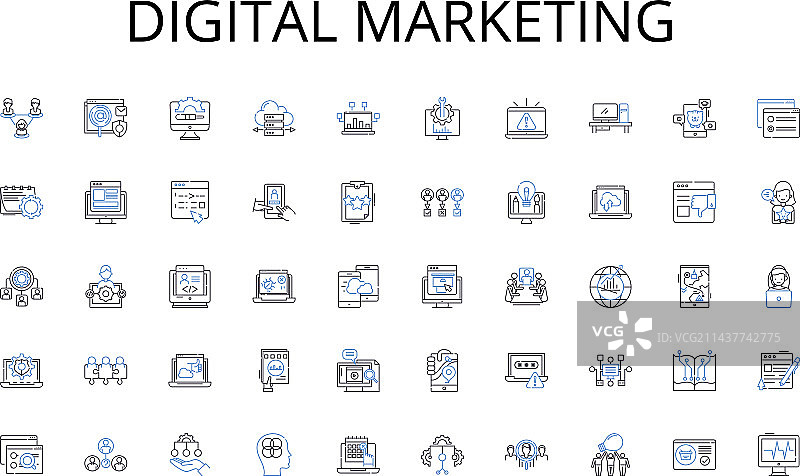 数字营销线性图标合集图片素材