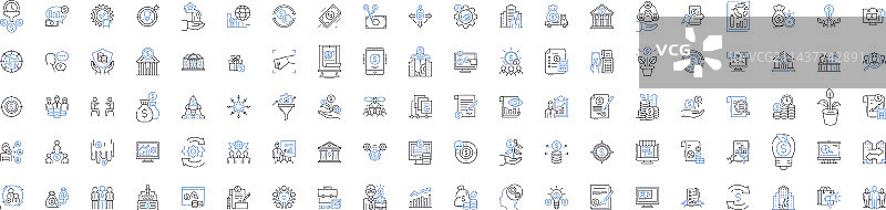 贸易管理线性图标合集图片素材