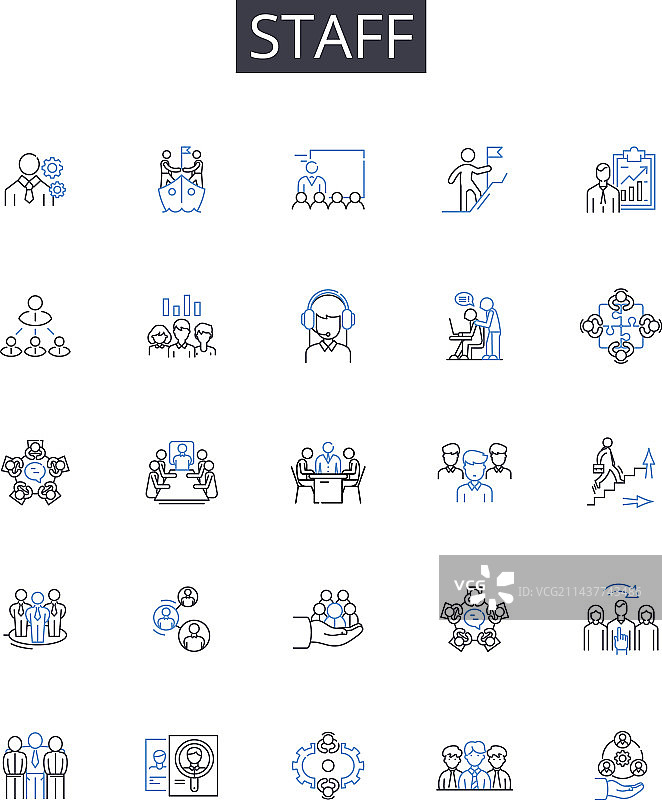 员工线性图标集合人事员工图片素材