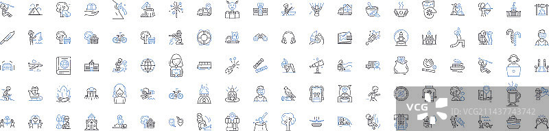 休闲放松线性图标合集图片素材