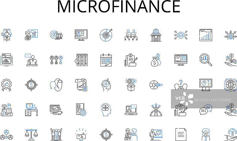 小额信贷线性图标合集图片素材