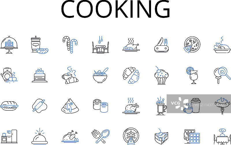 烹饪美食线性图标合集图片素材