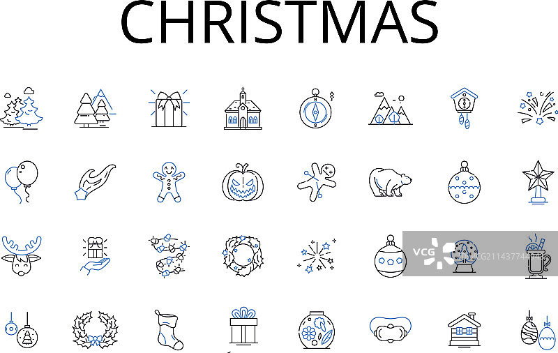 圣诞节线条图标合集图片素材