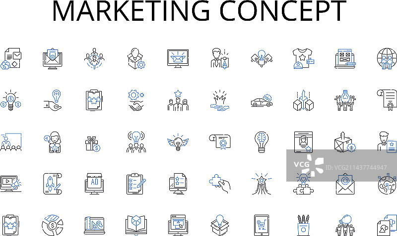 市场营销概念线性图标合集图片素材