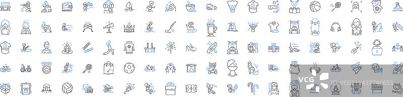 休闲假日线性图标合集图片素材