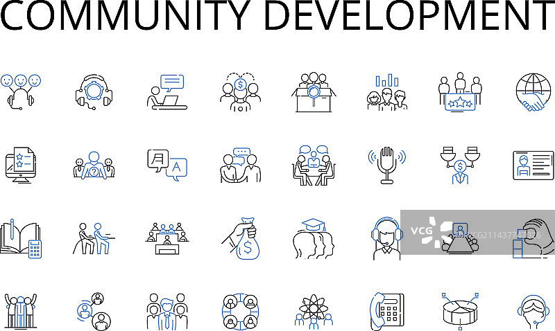 社区发展线性图标合集图片素材