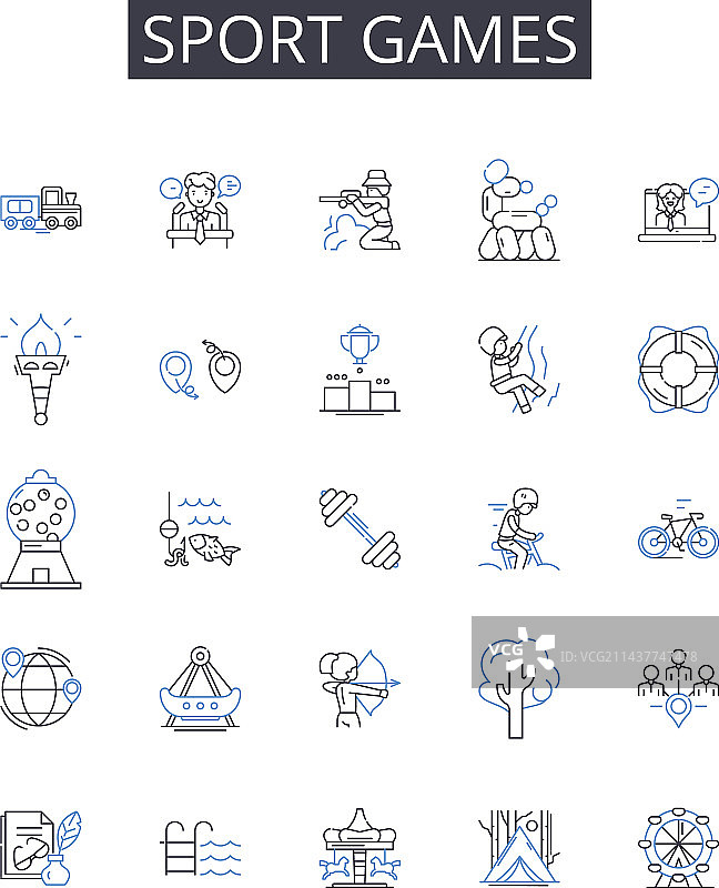 运动会线条图标合集图片素材