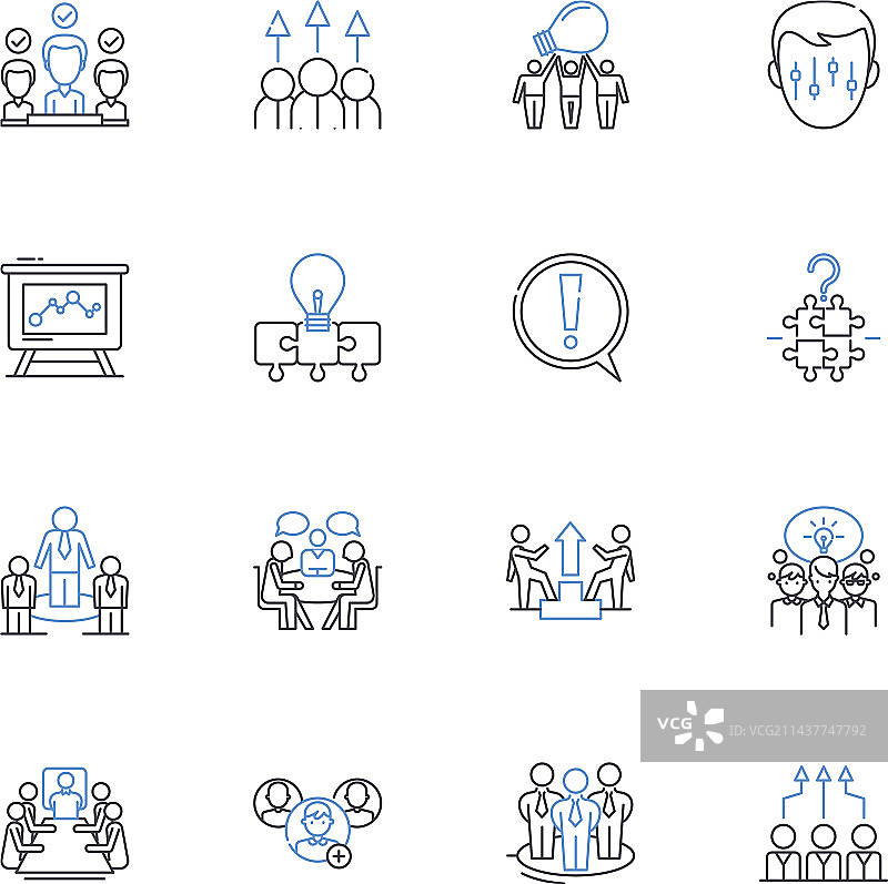 志愿者帮助线性图标合集图片素材