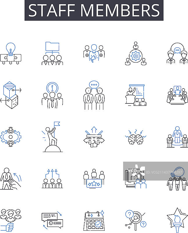 员工成员线性图标集合图片素材