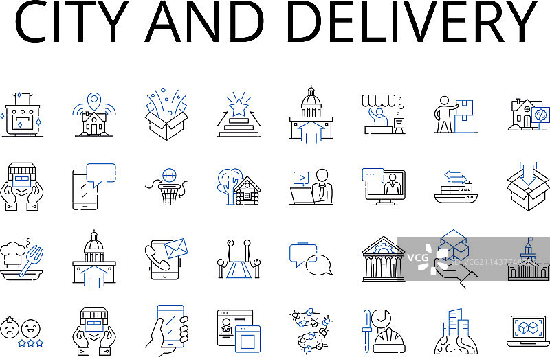 城市与配送线性图标合集图片素材